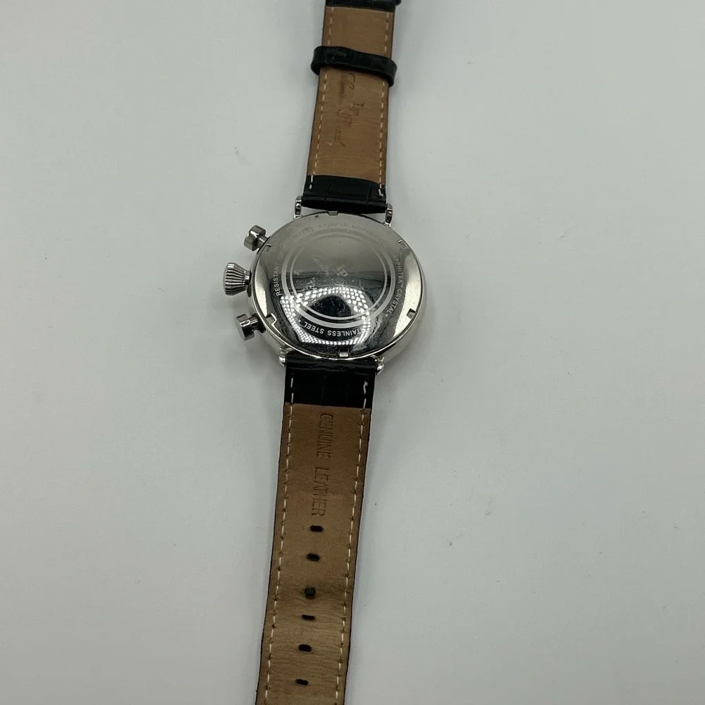 Lucien Piccard 72415 Silver and Black Chronograph Watch #563